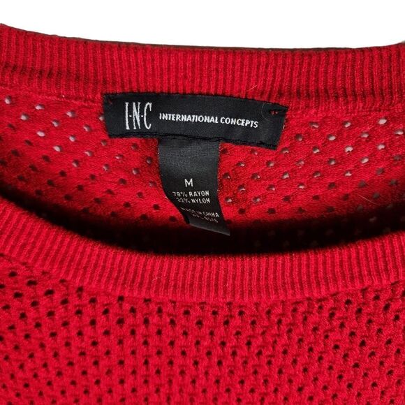 INC International Concepts Women's Long Sleeve Red Knit Sweater  size medium - Picture 4 of 7